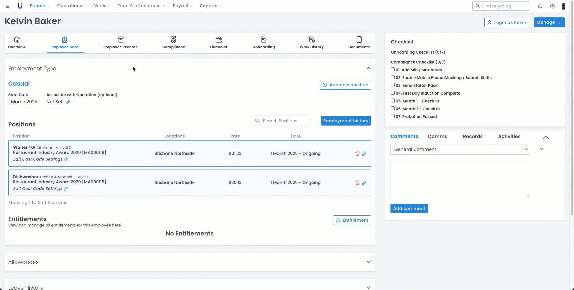 Managing Casual Leave / Entitlements foundU