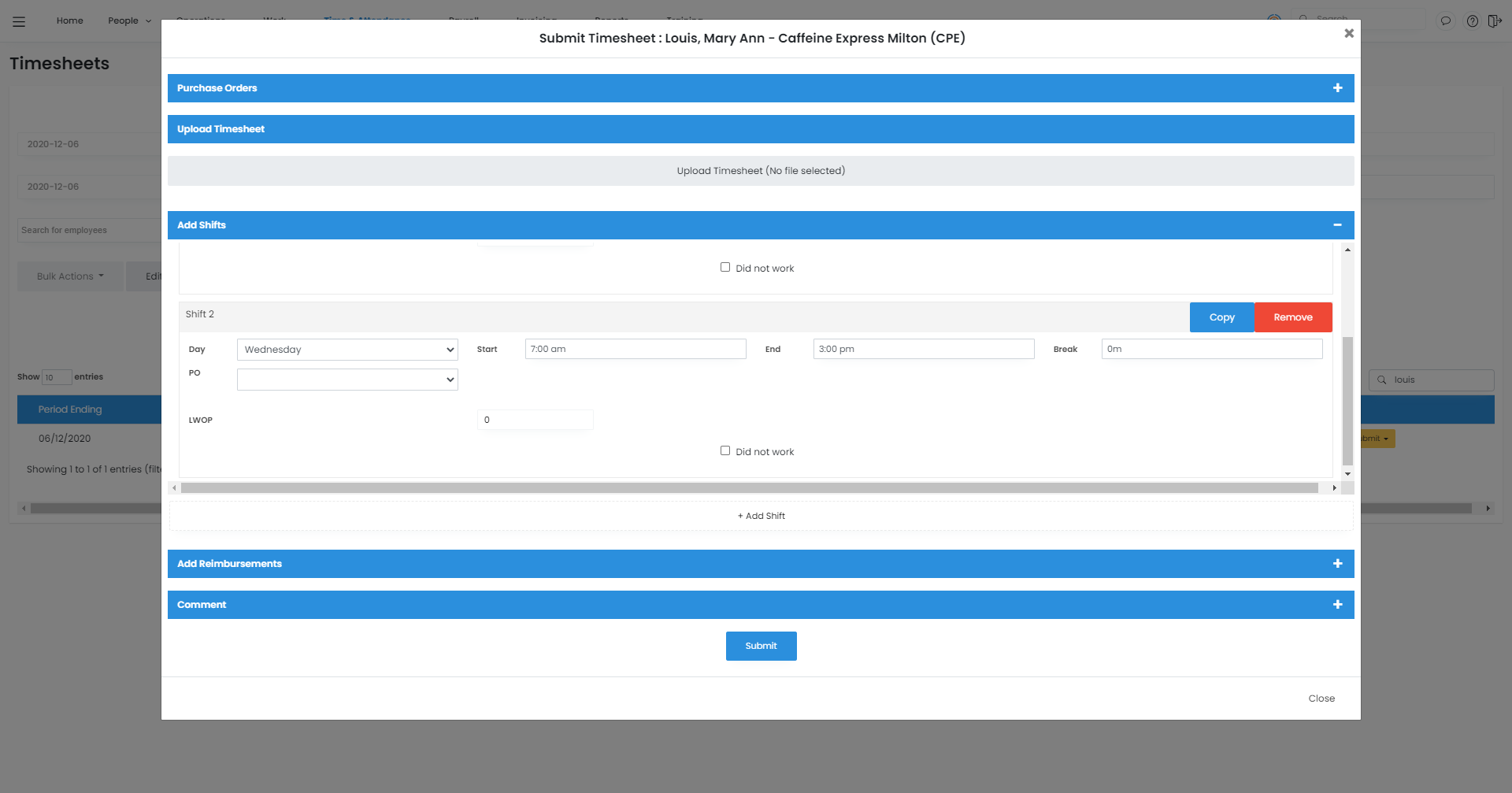 Create a manual timesheet foundU